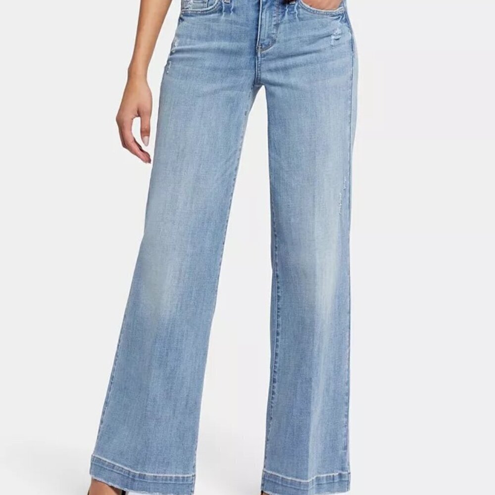 NWT NYDJ Teresa Wide Leg Jeans 1 1/2 Hem Lakefront 28W Blue Denim High Rise